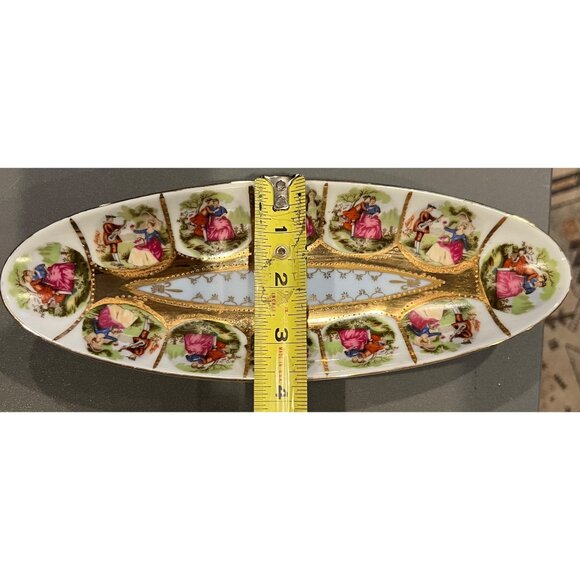 Vintage Royal Vienna 1102 Oval Serving/Relish‎ Tray Courting Couples Gold Trim - Picture 9 of 10